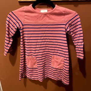GUC HANNA ANDERSSON LONG SLEEVE PINK AND NAVY BLUE STRIPED DRESS SIZE 4